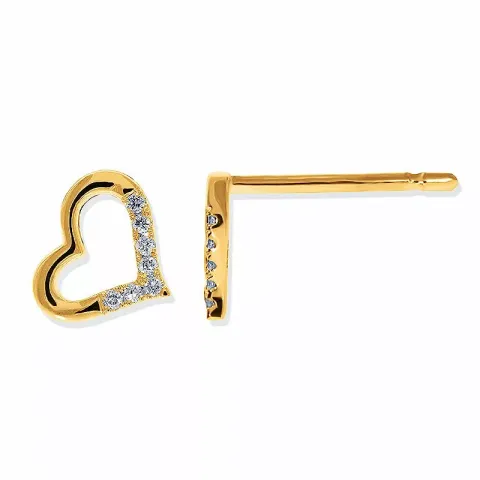 sydän timantti nappikorvakorut 14 karaatin kultaa kanssa timantti 