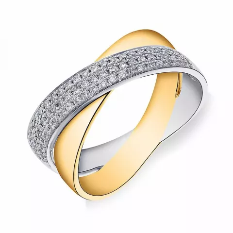 abstrakti timantti kultaa sormus 14 karaatin kulta ja valkokultaa 0,33 ct