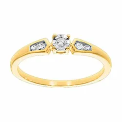 Aitoja timantti kultasormus 14 karaatin kultaa 0,12 ct