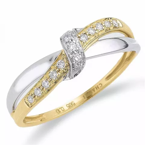 timantti kulta sormus 14 karaatin kulta ja valkokultaa 0,10 ct
