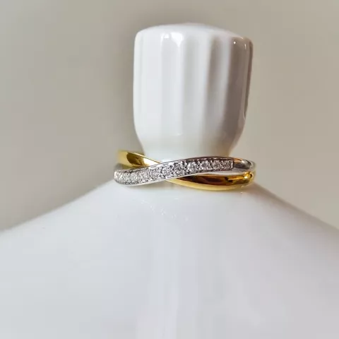abstrakti timantti kulta sormus 14 karaatin kulta ja valkokultaa 0,08 ct