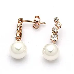 Helmi korvarenkaat  roosanväristä hopeaa