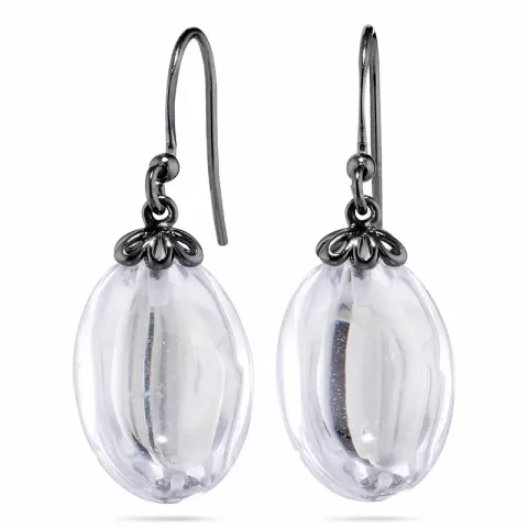 ovaaleja korvarenkaat  musta rodinoitu hopea