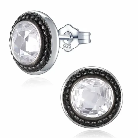 Pyöreitä nappikorvakorut  musta rodinoitu hopea