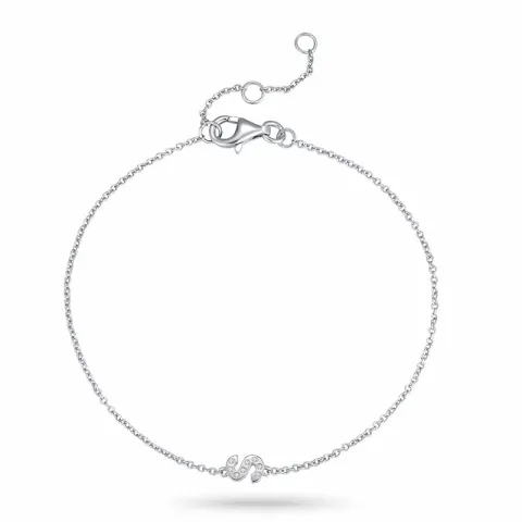 s-kirjain zirkoni rannekoru hopeaa