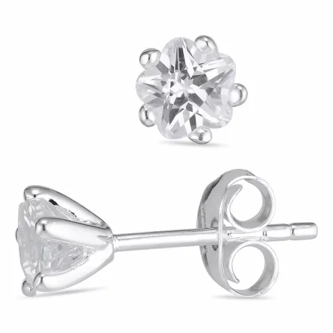 6 mm valkoinen zirkoni korvarenkaat hopeaa