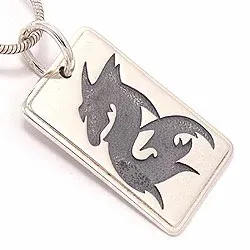 Dogtag riipus oksidoitua sterlinghopeaa