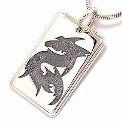 Dogtag riipus oksidoitua sterlinghopeaa