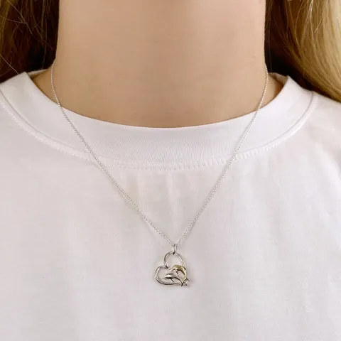 sydän delfiini riipus  8 karaatin kultaa ja hopeaa