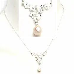 Kukka helmi kaulaketju  hopeaa