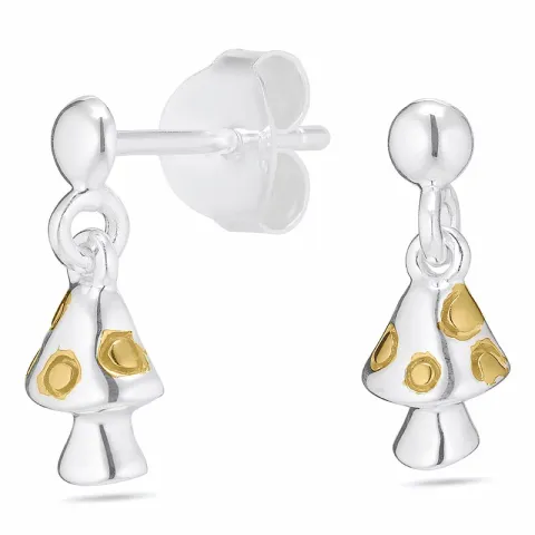 Sieni nappikorvakorut  hopeaa kanssa kullattua hopeaa