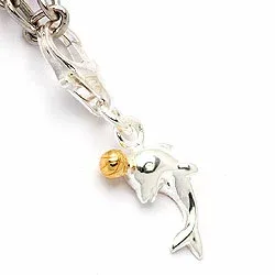 Delfiini charm hopeaa kullattua hopeaa