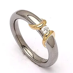 Dark Harmony sormus musta rodinoitu hopea kullattua hopeaa