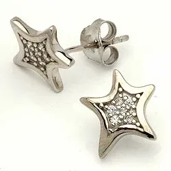 Tähti hopeanappikorvakorut  rodinoitua hopeaa