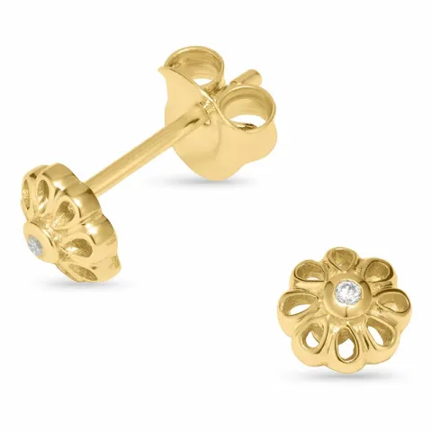 Pieniä kukka nappikorvakorut  kullattua hopeaa