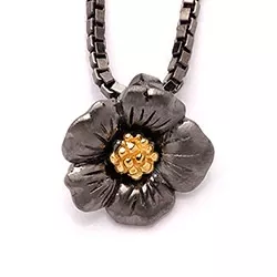 Dark Harmony kukka kukkariipus  musta rodinoitu hopea ja kullattua hopeaa