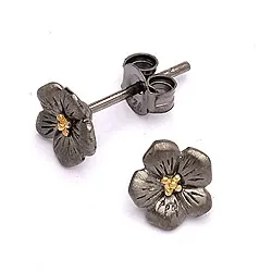 Dark Harmony kukka kukkakorvakorut  musta rodinoitu hopea