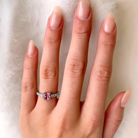 vaaleanpunainen zirkoni sormus hopeaa