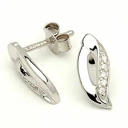 Abstrakti nappikorvakorut  rodinoitua hopeaa