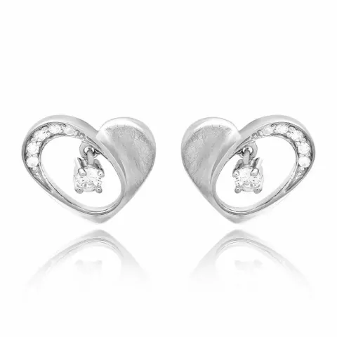 Abstrakteja sydän zirkoni korvarenkaat  hopea