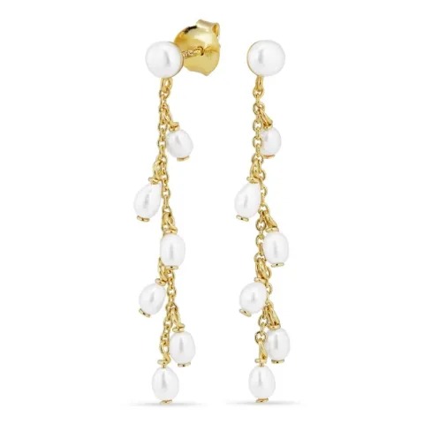 pitkät helmi ketjukorvakorut  kullattu hopea