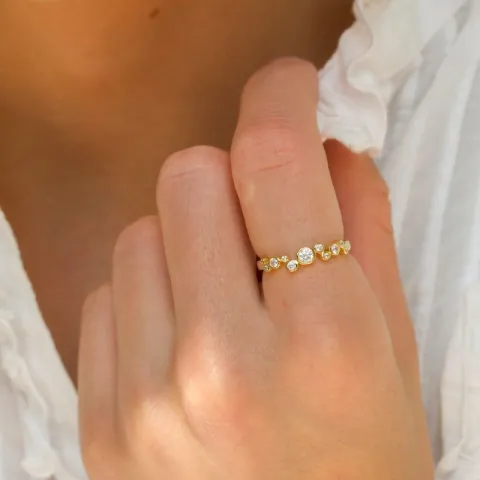 valkoinen zirkoni sormus kullattua hopeaa - Bubbly Sparkle
