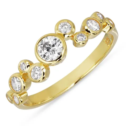 valkoinen zirkoni sormus kullattua hopeaa - Bubbly Sparkle