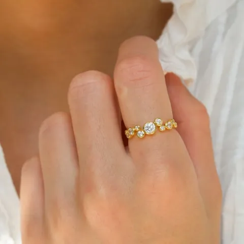 valkoinen zirkoni sormus kullattua hopeaa - Bubbly Sparkle