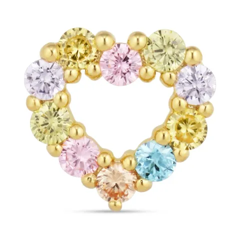 sydän monivärinen zirkoni riipus  kullattua hopeaa