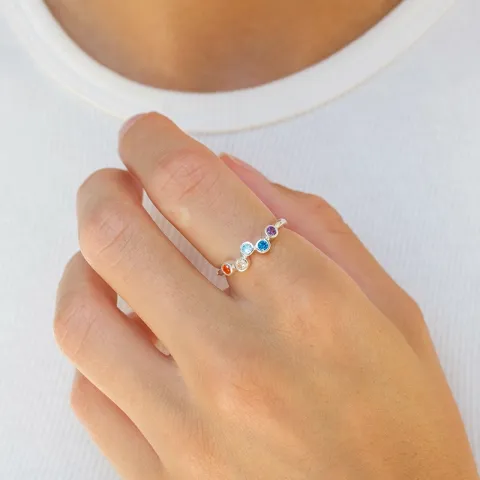 monivärinen zirkoni sormus hopea - Bubbly Twist