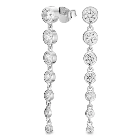 pitkät zirkoni korvarenkaat  hopea - Bubbly Sparkle