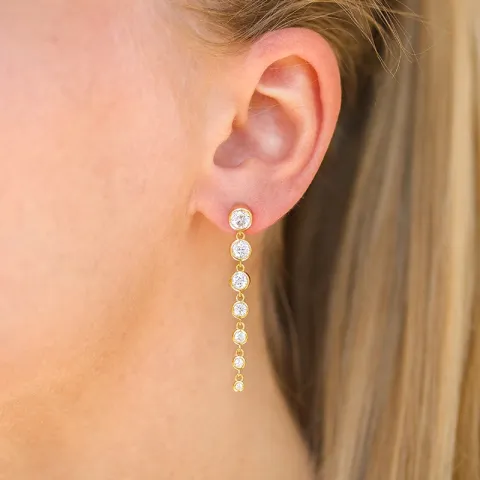 pitkät zirkoni korvarenkaat  kullattu hopea - Bubbly Sparkle