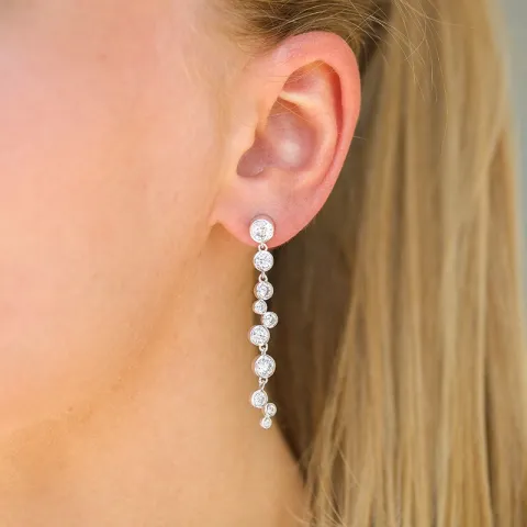 pitkät zirkoni korvarenkaat  hopea - Bubbly Sparkle
