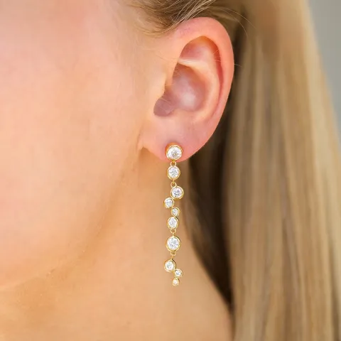 pitkät zirkoni korvarenkaat  kullattu hopea - Bubbly Sparkle