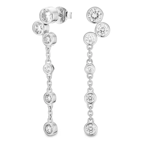 pitkät zirkoni korvarenkaat  hopea - Bubbly Sparkle