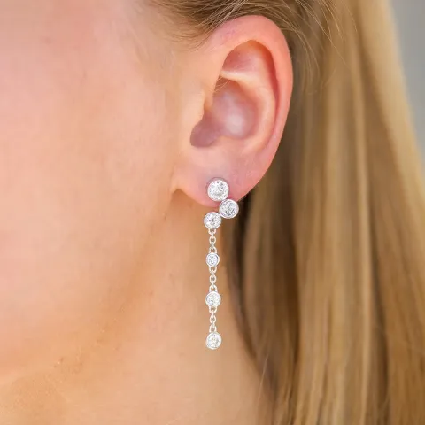 pitkät zirkoni korvarenkaat  hopea - Bubbly Sparkle