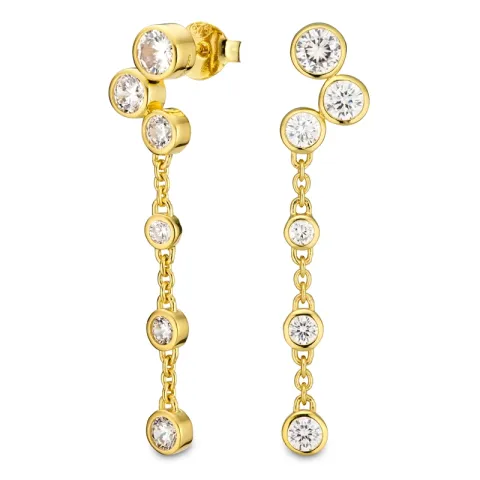 pitkät zirkoni korvarenkaat  kullattu hopea - Bubbly Sparkle