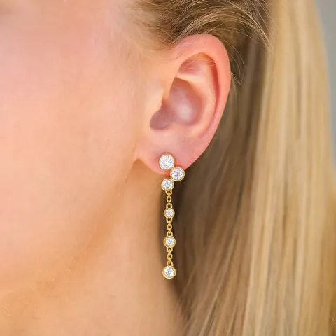 pitkät zirkoni korvarenkaat  kullattu hopea - Bubbly Sparkle
