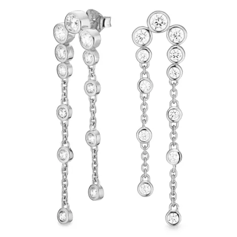 pitkät zirkoni korvarenkaat  hopea - Bubbly Sparkle