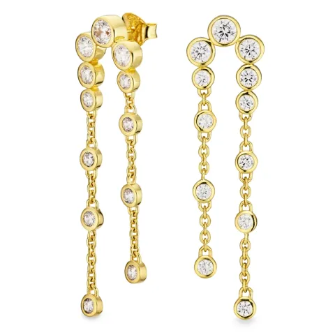pitkät zirkoni korvarenkaat  kullattu hopea - Bubbly Sparkle