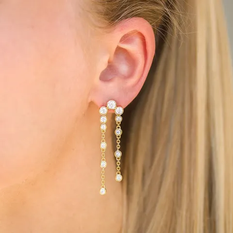 pitkät zirkoni korvarenkaat  kullattu hopea - Bubbly Sparkle