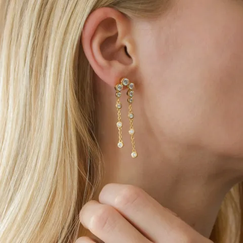 pitkät zirkoni korvarenkaat  kullattu hopea - Bubbly Sparkle