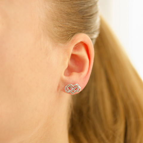 sydän ääretön-merkki nappikorvakorut  hopea - Amoré