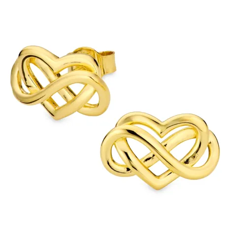 sydän ääretön-merkki nappikorvakorut  kullattu hopea - Amoré