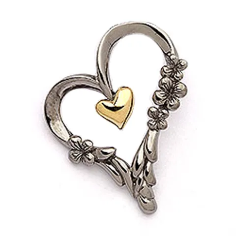 Dark Harmony sydän riipus  musta rodinoitu hopea ja kullattua hopeaa