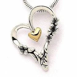 Sydän riipus  kullattua hopeaa ja oksidoitua sterlinghopeaa