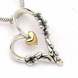 Sydän riipus  kullattua hopeaa ja oksidoitua sterlinghopeaa