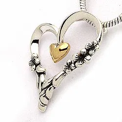 Sydän riipus  kullattua hopeaa ja oksidoitua sterlinghopeaa