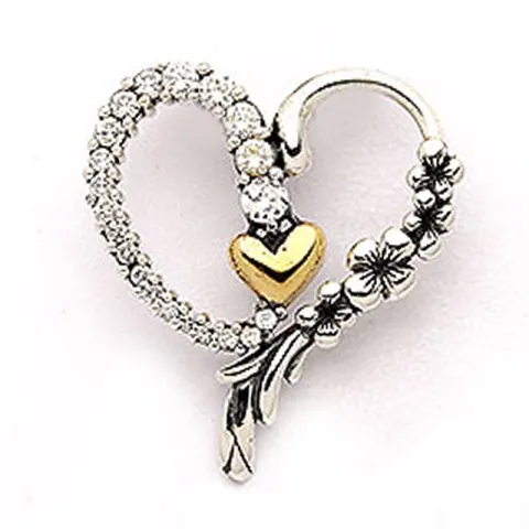 sydän zirkoni riipus  oksidoitua sterlinghopeaa ja kullattua hopeaa