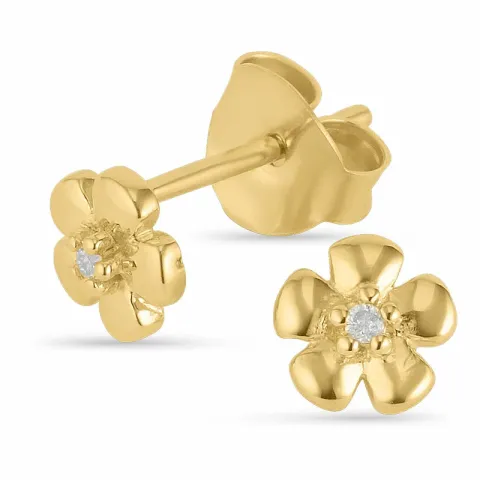 kukka timanttikorvakorut kullattua hopeaa kanssa timantti 